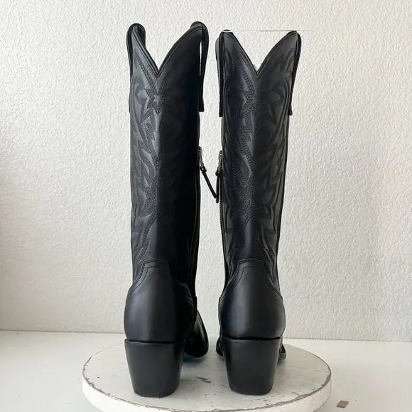 Lane SMOKESHOW Womens Cowboy Boots 8 Black Leather Western Cowgirl Mid Calf Tall