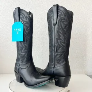 Lane SMOKESHOW Womens Cowboy Boots 8 Black Leather Western Cowgirl Mid Calf Tall