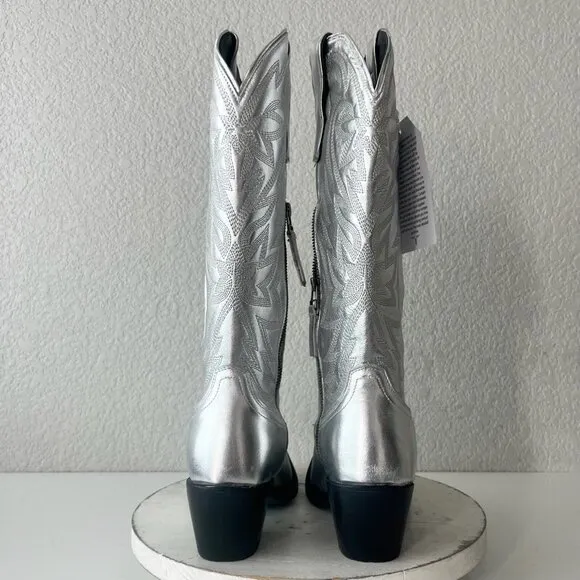 Lane SMOKESHOW Womens Cowboy Boots 8 Silver Trail Western Cowgirl Mid Calf Tall