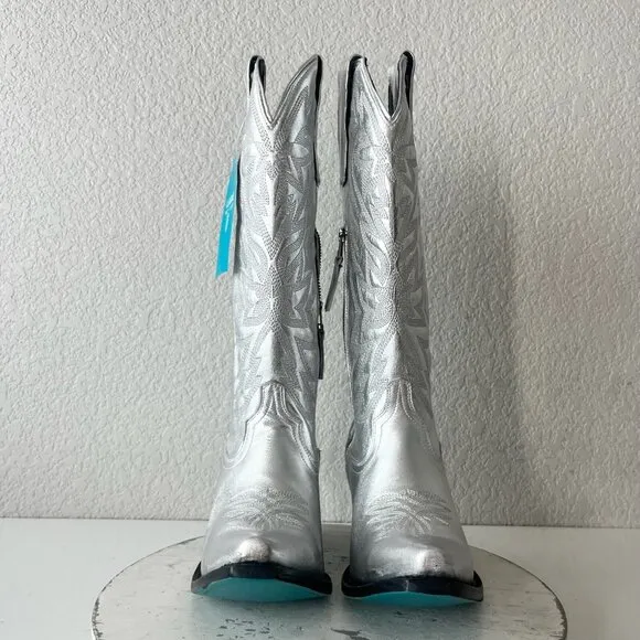 Lane SMOKESHOW Womens Cowboy Boots 8 Silver Trail Western Cowgirl Mid Calf Tall
