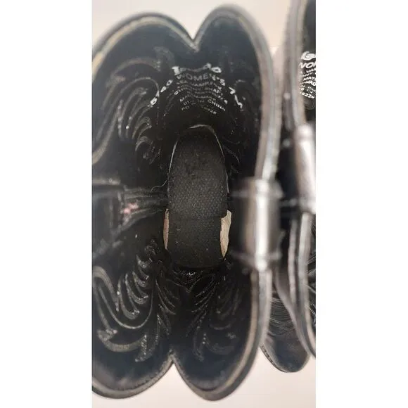 Laredo Boots 5740‎ Lea Vamp Fox western cowgirl boots  Black Leather Sz 7M #505