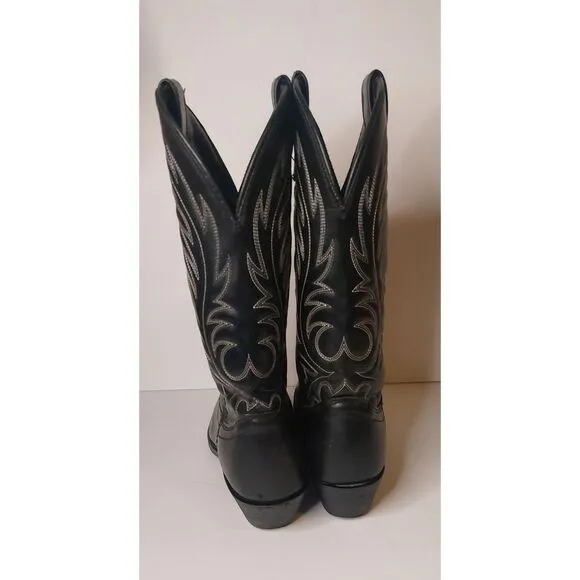 Laredo Boots 5740‎ Lea Vamp Fox western cowgirl boots  Black Leather Sz 7M #505