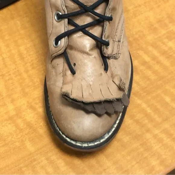 Laredo Western Packer Boots Mid Calf Lace Up Fringe Leather Tan vintage