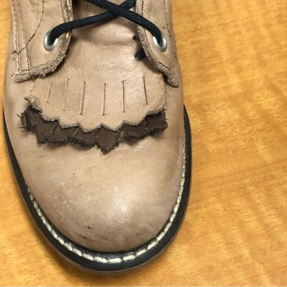 Laredo Western Packer Boots Mid Calf Lace Up Fringe Leather Tan vintage