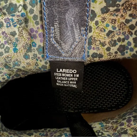 Laredo Women’s Navy Embroidered Round Toe Mid Calf Leather Western Boots