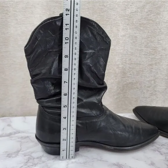 Laredo Vintage Mid Calf Black Leather Cowboy Boots Men's 9.5W