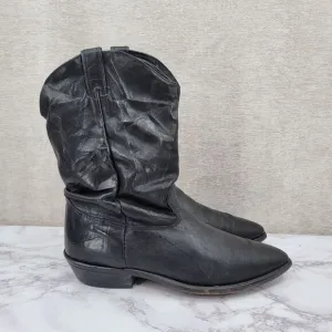 Laredo Vintage Mid Calf Black Leather Cowboy Boots Men's 9.5W