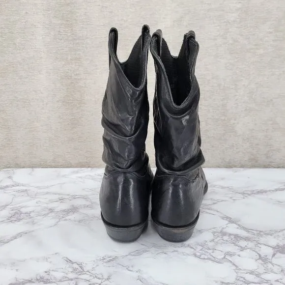 Laredo Vintage Mid Calf Black Leather Cowboy Boots Men's 9.5W