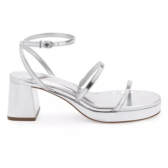 Larroudé Gio Metallic Leather Ankle-Strap Sandals Size 7.5 NWOT