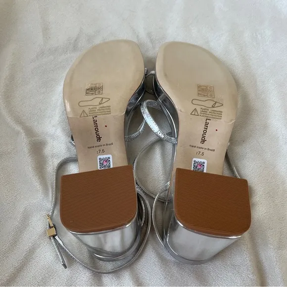 Larroudé Gio Metallic Leather Ankle-Strap Sandals Size 7.5 NWOT