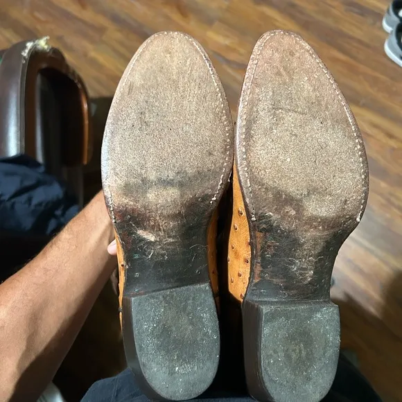 Larry Mahan Brown Full Quill Ostrich Boots