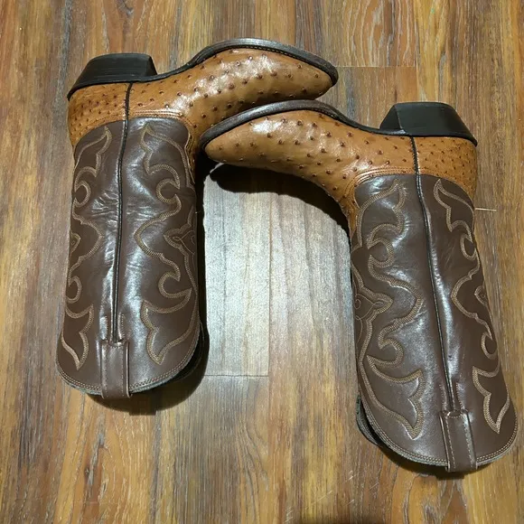 Larry Mahan Brown Full Quill Ostrich Boots