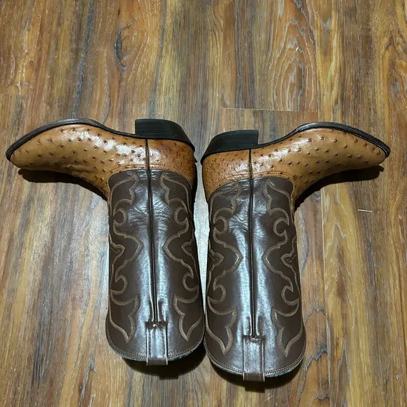 Larry Mahan Brown Full Quill Ostrich Boots