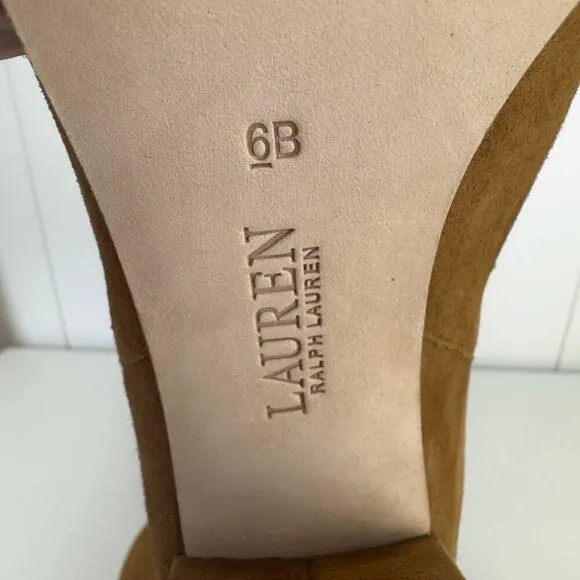 LAUREN RALPH LAUREN ARTIZAN II KIDSUEDE MID CALF BOOTS IN BROWN NWOB SIZE 6B
