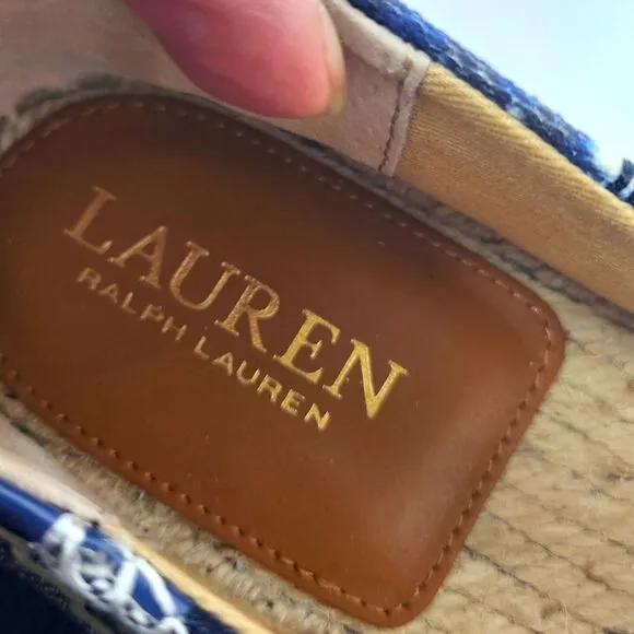 Lauren Ralph Lauren Cameryn Patchwork Espadrilles Flats Size 7 New