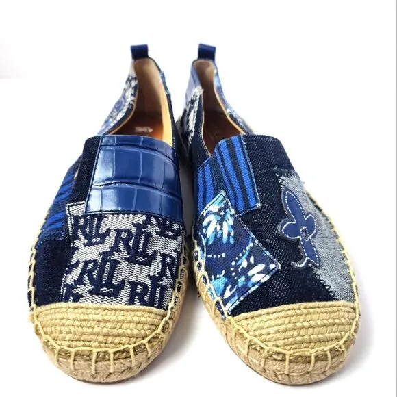 Lauren Ralph Lauren Cameryn Patchwork Espadrilles Flats Size 7 New