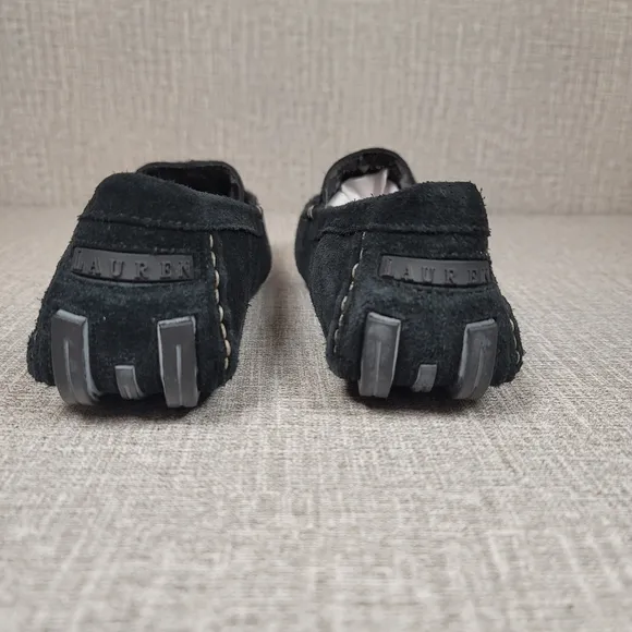 Lauren Ralph Lauren Driving Loafers Black Suede Calf Hair Moccasin Flat Size 6.5