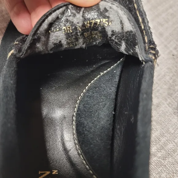 Lauren Ralph Lauren Driving Loafers Black Suede Calf Hair Moccasin Flat Size 6.5