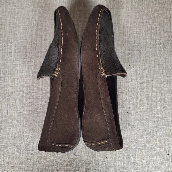 Lauren Ralph Lauren Driving Loafers Brown Suede Calf Hair Moccasin Flat Size 6.5