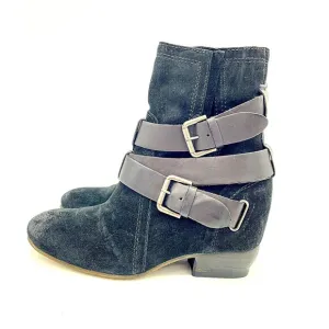 Lavorazione Artigiana Womens Size US 7 Black Grey Round Toe Mid Calf Boots