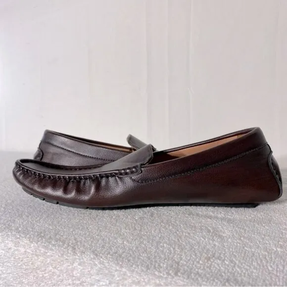 Leefox Brown Leather Slip On Driving Loafers 46