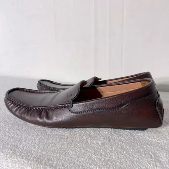 Leefox Brown Leather Slip On Driving Loafers 46