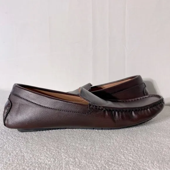 Leefox Brown Leather Slip On Driving Loafers 46