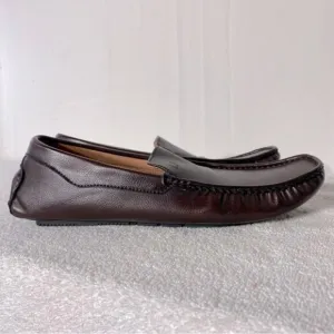 Leefox Brown Leather Slip On Driving Loafers 46