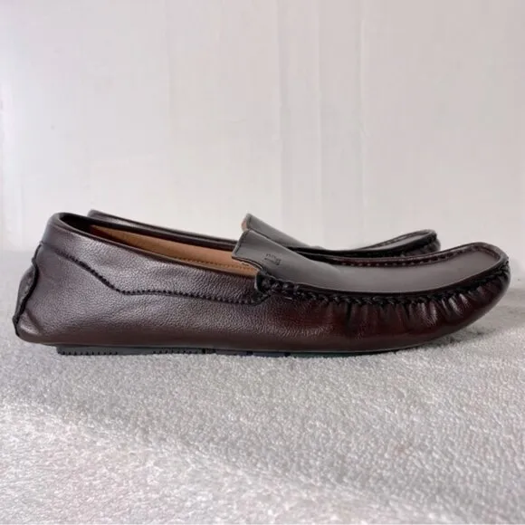 Leefox Brown Leather Slip On Driving Loafers 46