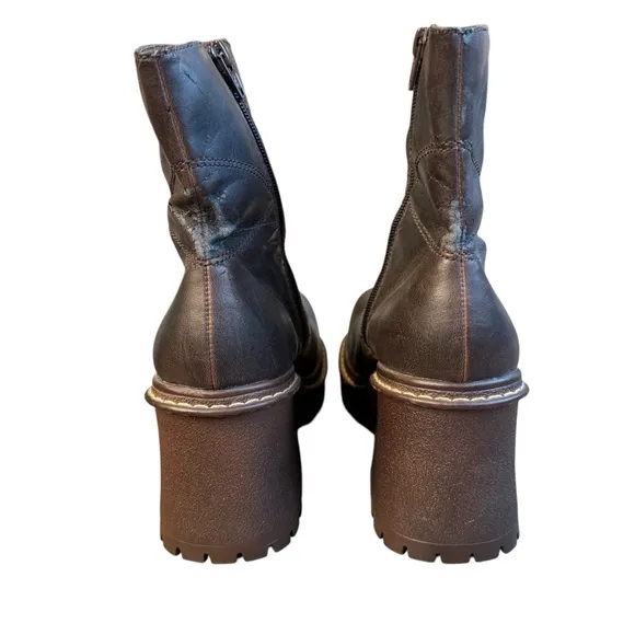 LEI Y2k Chunky Brown Ankle Boots Lugz Bratz Faux Leather 90s 8.5