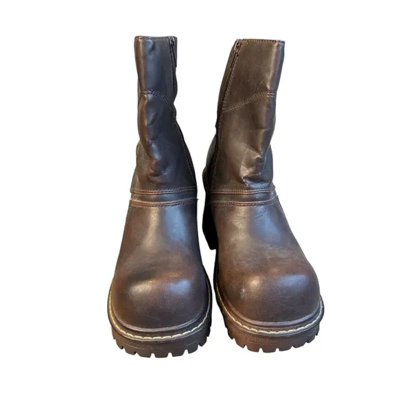 LEI Y2k Chunky Brown Ankle Boots Lugz Bratz Faux Leather 90s 8.5