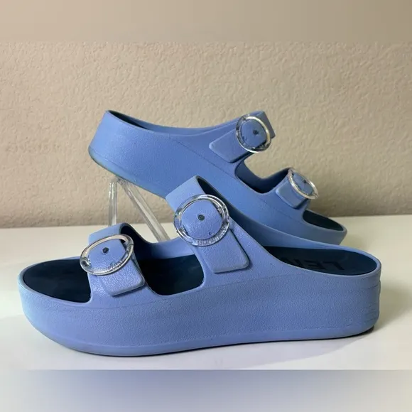 Lemon Jelly Light Blue Fenix 2” Platform Slip On Sandals 40EU  9.5-10 US