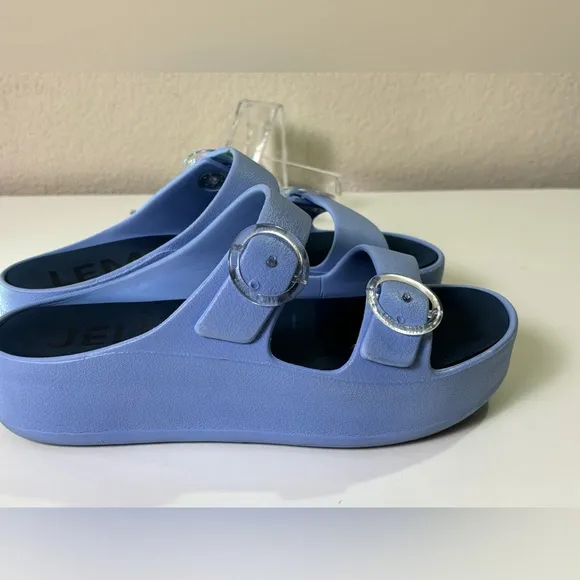 Lemon Jelly Light Blue Fenix 2” Platform Slip On Sandals 40EU  9.5-10 US