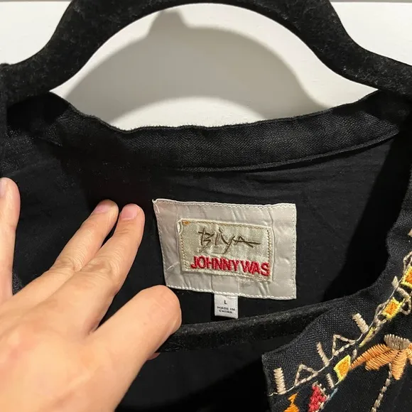 LEMONA DRESS Biya by Johnny Was Embroidered Cotton Black Dress Size Large