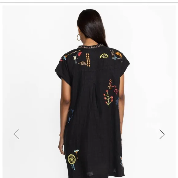 LEMONA DRESS Biya by Johnny Was Embroidered Cotton Black Dress Size Large