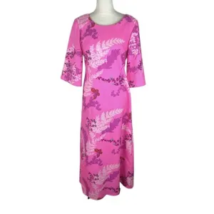 Liberty House Vintage 1970’s Hawaiian Maxi Dress Pink 3/4 Sleeve Size 8