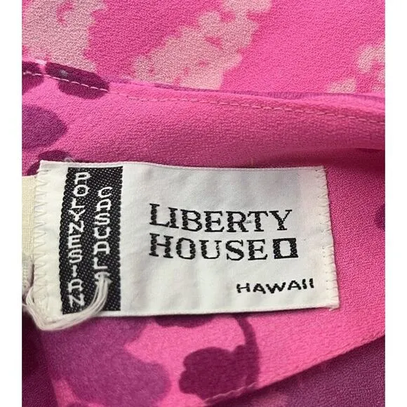 Liberty House Vintage 1970’s Hawaiian Maxi Dress Pink 3/4 Sleeve Size 8