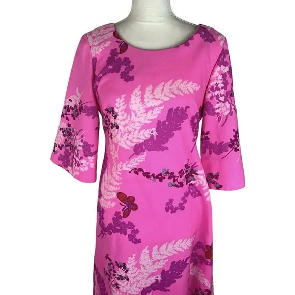 Liberty House Vintage 1970’s Hawaiian Maxi Dress Pink 3/4 Sleeve Size 8