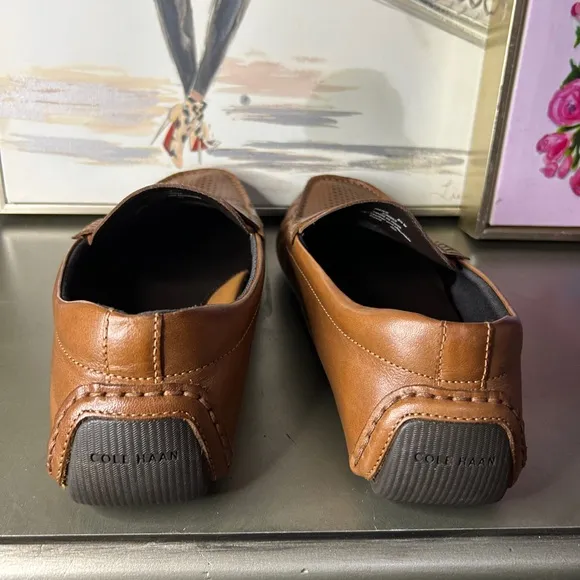 Like New! COLE HAAN Grand Laser Penny Driver Loafers 8.5W Browm Leather