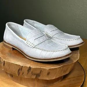 *LIKE NEW* SPERRY Seaport Croc Gray Nubuck Leather Penny Loafer