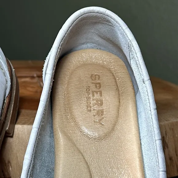 *LIKE NEW* SPERRY Seaport Croc Gray Nubuck Leather Penny Loafer