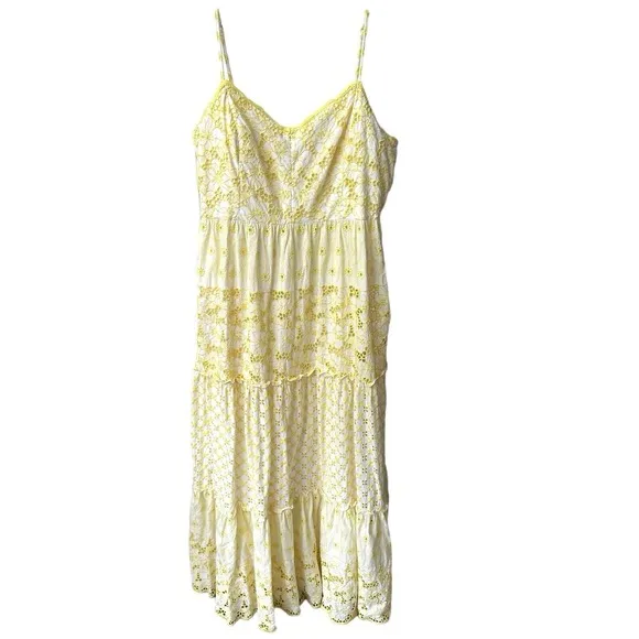 Lilly Pulitzer Kyla Maxi Dress Size 16 St. Tropez Yellow Garden Gate Eyelet
