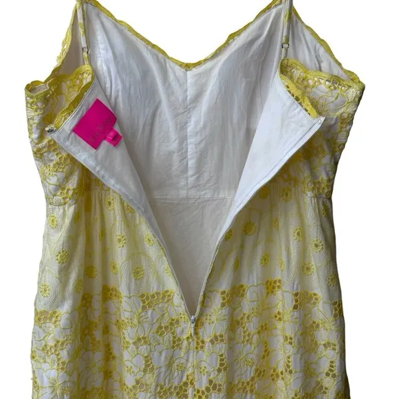 Lilly Pulitzer Kyla Maxi Dress Size 16 St. Tropez Yellow Garden Gate Eyelet