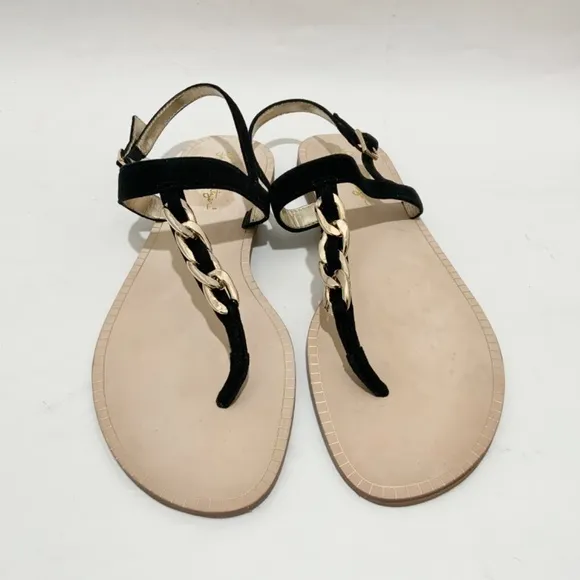 Lilly Pulitzer Largo T-Strap Sandal Onyx Suede Leather Ankle Strap Flat Sandal 8
