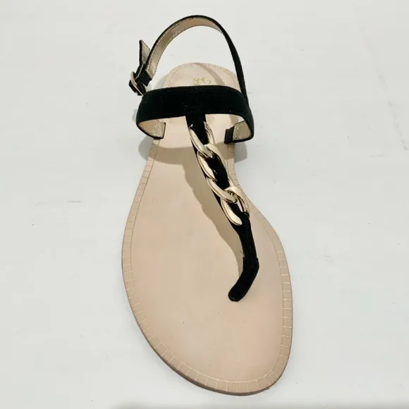 Lilly Pulitzer Largo T-Strap Sandal Onyx Suede Leather Ankle Strap Flat Sandal 8