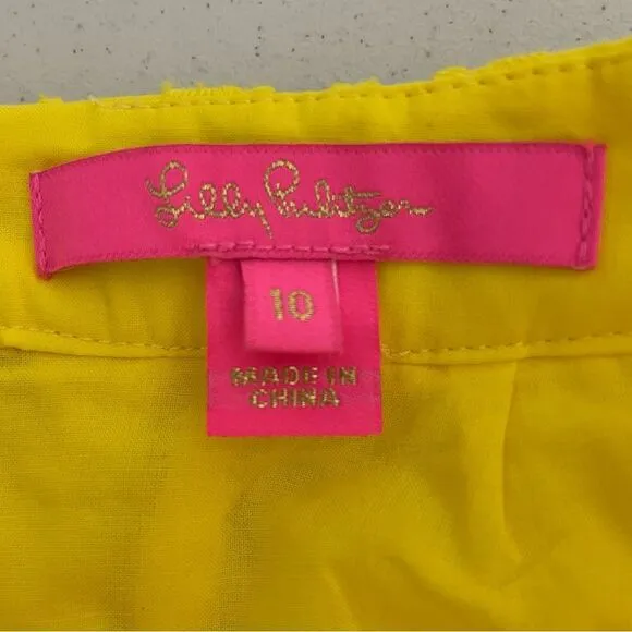 Lilly Pulitzer Yellow Leah Eyelet Bubble Skirt Size 10 New