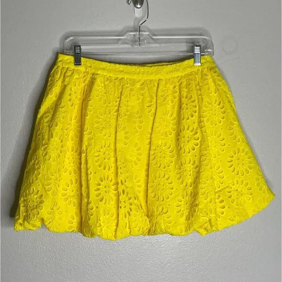 Lilly Pulitzer Yellow Leah Eyelet Bubble Skirt Size 10 New