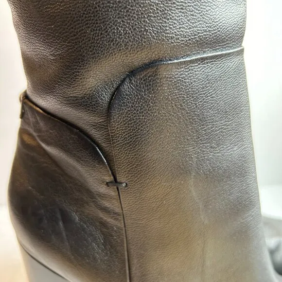Liz &amp; Co Black Leather Women's Calf Height Boots Size 9 Heel 4&quot;