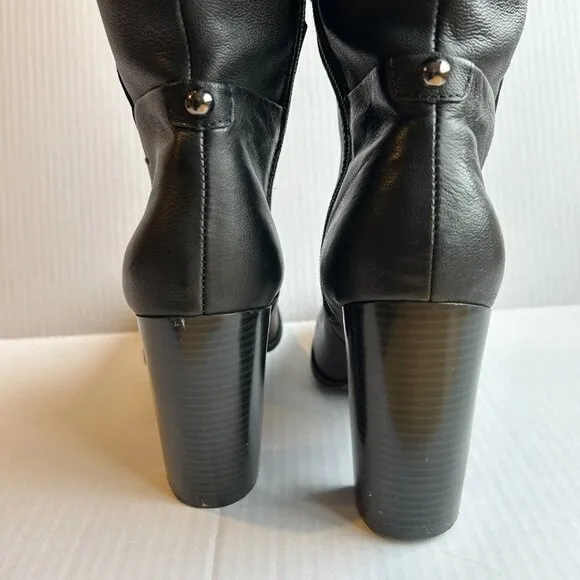 Liz &amp; Co Black Leather Women's Calf Height Boots Size 9 Heel 4&quot;