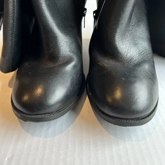 Liz &amp; Co Black Leather Women's Calf Height Boots Size 9 Heel 4&quot;